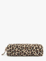 Etui Leder Milano Beige velvet leopardo VL22116